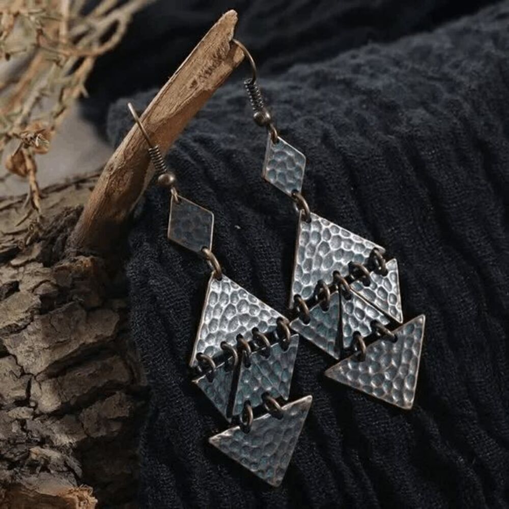 Boho Triangular Dangle Earrings - Picture 4 of 8
